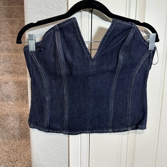 Zara SPLIT DENIM bustier CORSET in rinse - Picture 7 of 12